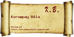 Korompay Béla névjegykártya