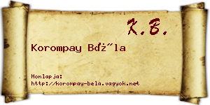 Korompay Béla névjegykártya